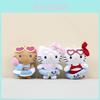 Adorable Kt Cat Plush Doll Keychain Accessory With Cute Swimming Ring Design In Red Pink And Brown