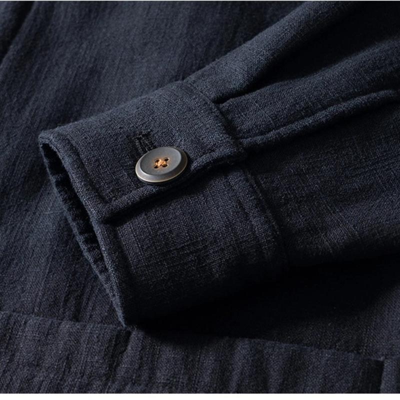 Chinese Style Winter Jacket Men Ramie Cotton Fleece Coat Daily Casual Keep Warm Button Jacket Traditional Men Clothing