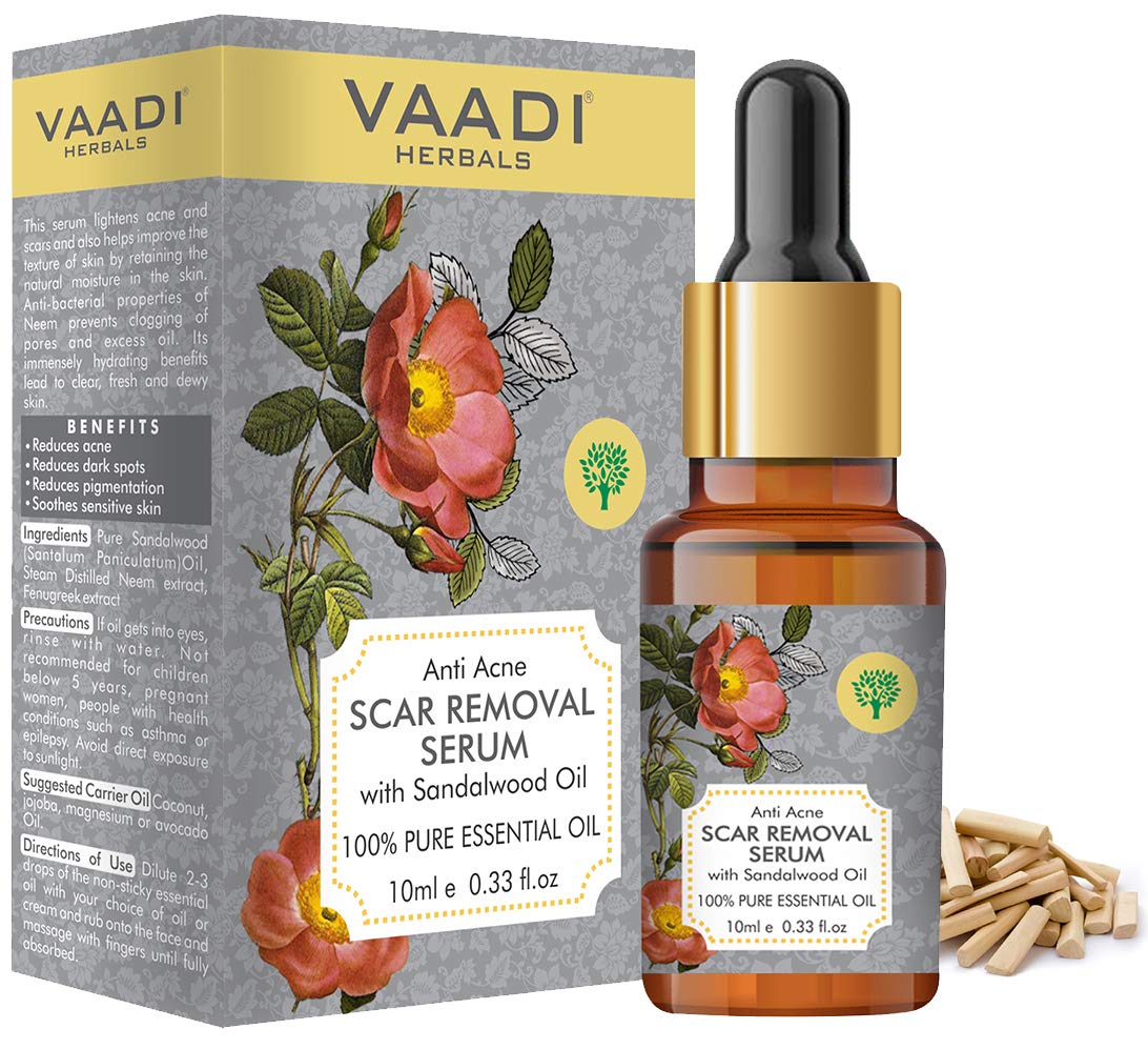 

VAADI HERBALS Scar Removal Serum (Pure Mix Of Sandalwood Oil, Steam Distilled Neem & Fenugreek Extract) - Reduces Acne, Dark Spots & Pigmentation