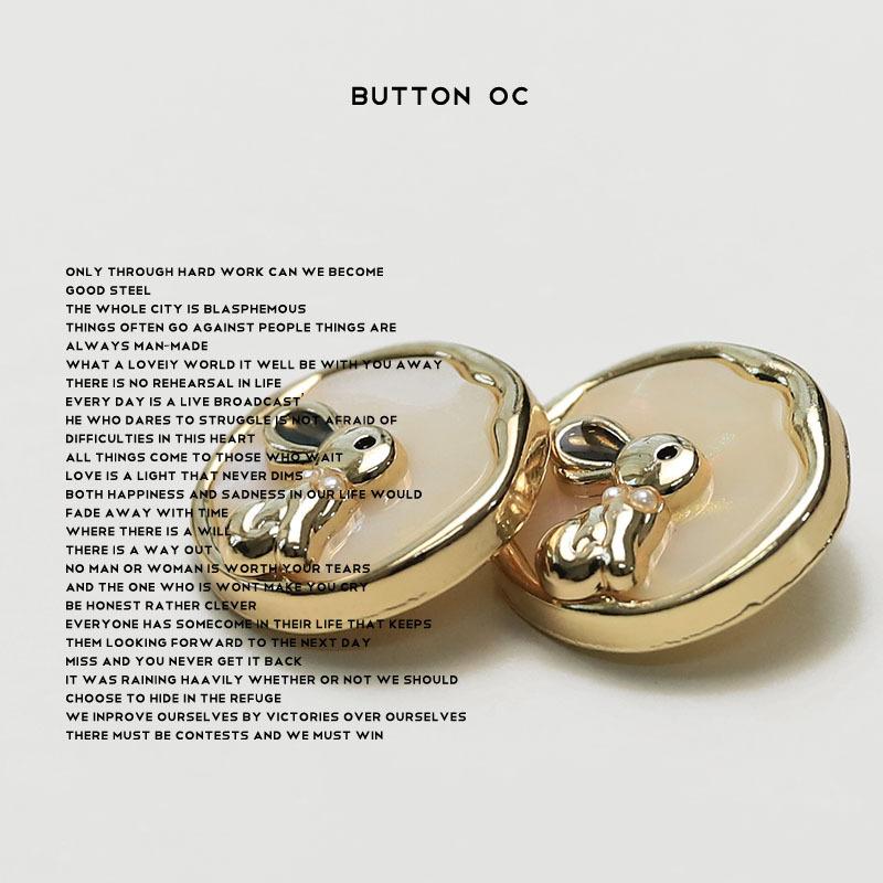 5Pcs Xiaoxiang Cute Wind Rabbit Metal Imitation Shell Buttons Blazer Fur Coat Sweater Decorative Buttons