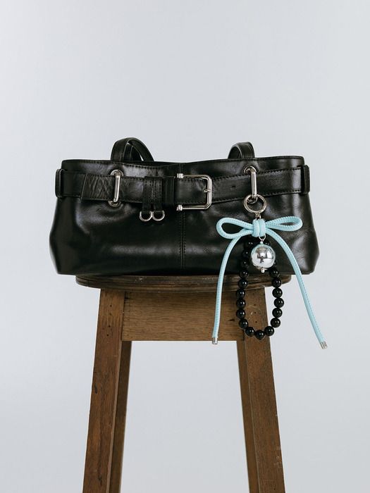 MOIFAIRE RIBBON BEAD KEYRING / SKYBLUE