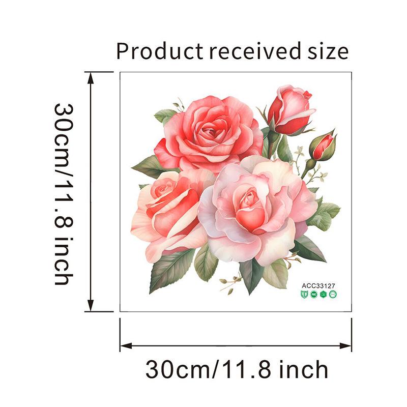 Elegant Pink Rose Toilet Stickers, Waterproof Removable Decals for Bathroom Wall Decor, Self-Adhesive