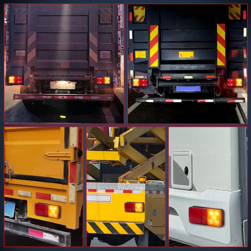 X-STYLE Truck Tail Lamp, 12 V, Red + Yellow, 2 Colors, LED Brake Lamp,