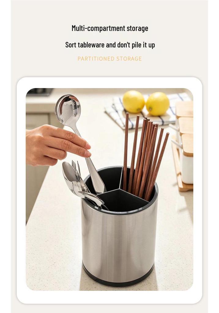 Rotatable Stainless Steel Kitchen Utensil Storage Rack