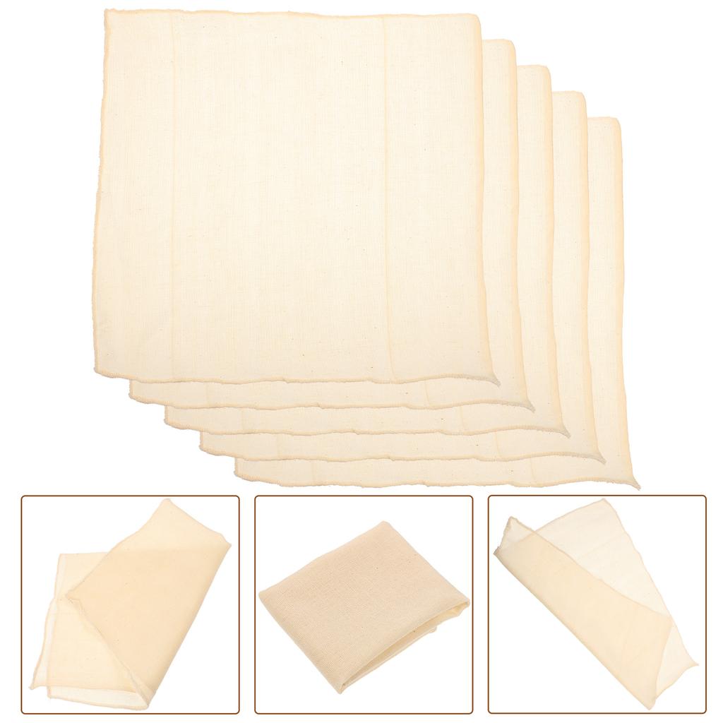 5 Pcs Cotton Gauze Hemmed Cheese Cloth Reusable Fabric Organic Tofu Cheesecloth Muslin for Clean