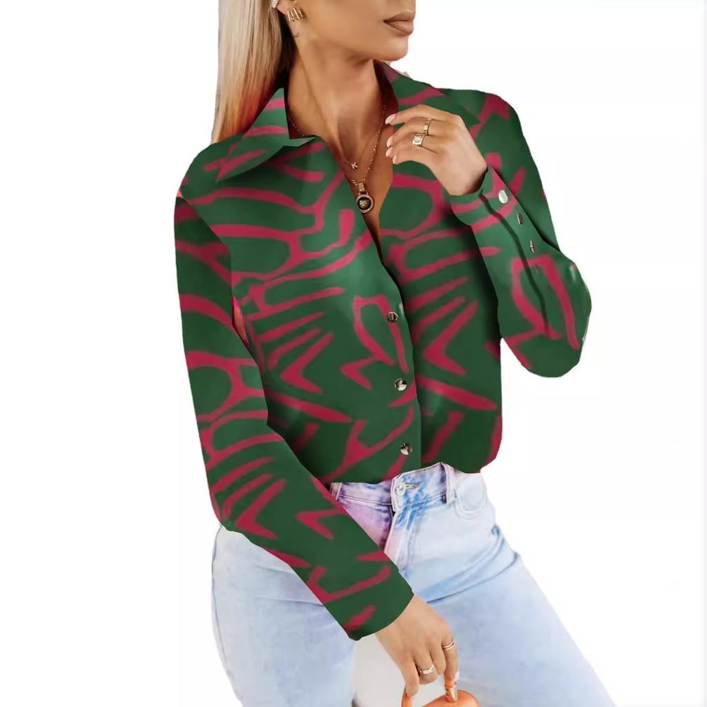 BITCED Women's Spring and Autumn Tops Long Sleeve Shirt Printed Blouse Women