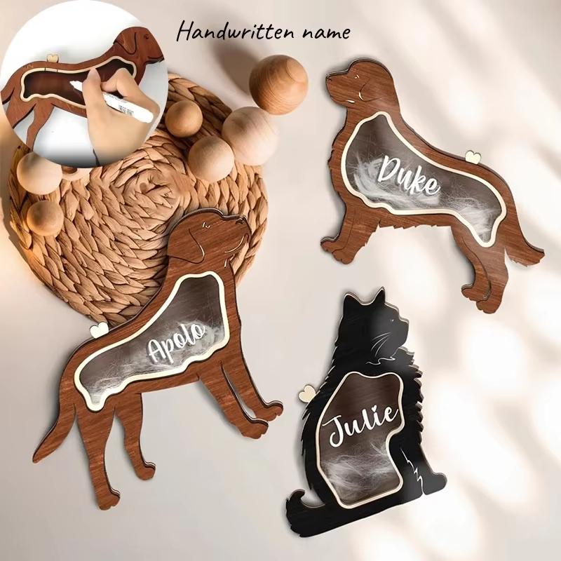 Pet Hair Keepsake Box Pet Hair Collector Container Wooden Dog Hair Storage Box Table Sign Decoration Pet Owner Memorial Gift