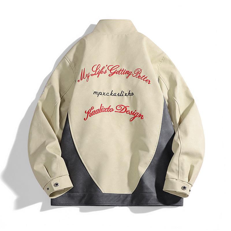 Pu Leather Jacket Men's Retro Motorcycle Suit Men's Leather Jacket PU Leather Jacket Loose Jacket