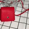 Portable Hanging Neck Headphone Bag PU Leather Square Lanyard Lipstick Bag Multifunctional Card Holder Small Coin Purse Women