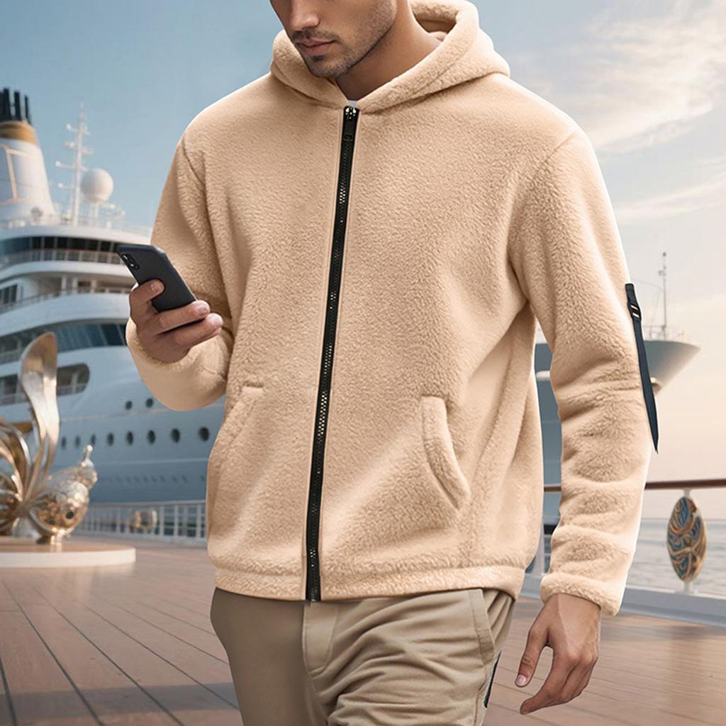 Herren Wende Kapuzen Reißverschluss Jacke Lockerer Schnitt Street für Herbst Winter