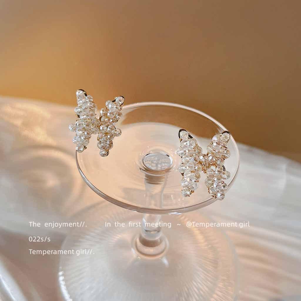 

Супер бессмертные серьги-бабочки ручной работы из стекла и кристаллов, серебряные игольчатые серьги-крылышки премиум-класса с ледяным пронизыванием