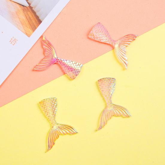 10Pcs Resin Accessories Shiny Lovely Flat Colorful Fish Tail Mini Back Ornament Tail Mermaid Charms Hairbow