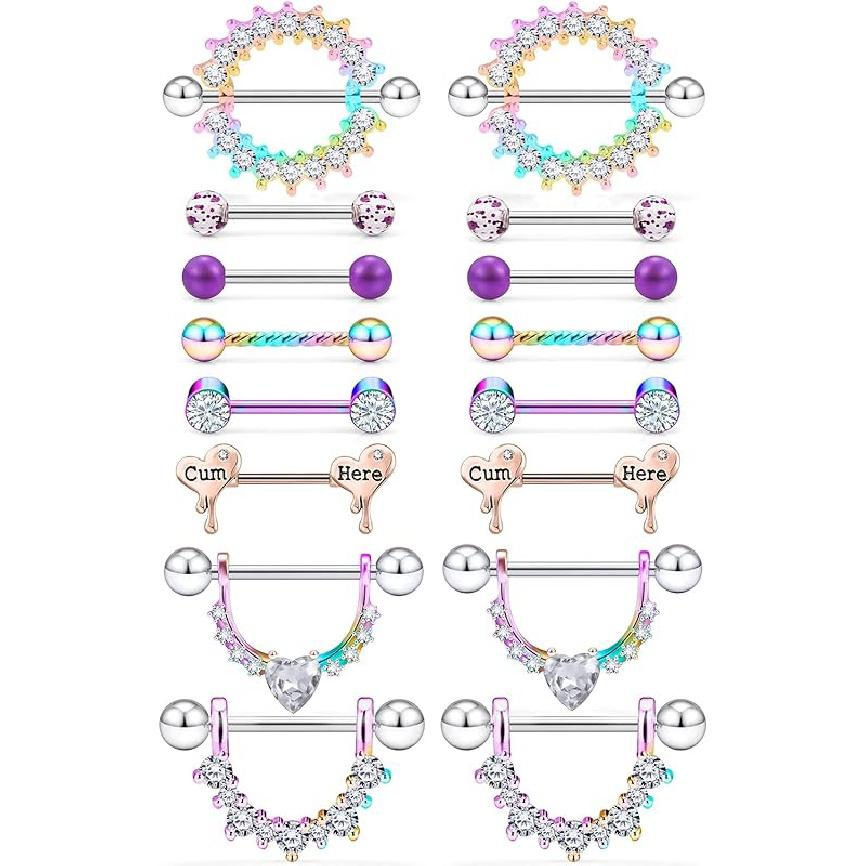 Cisyozi 14G кольца для сосков круглые CZ в форме сердца ювелирные изделия для сосков — фото 5