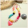 Rainbow Resin Bead Necklace for Women, Chunky Pave Crystal Large Heart Pendant, Dopamine Summer Beach Y2K Statement Jewelry