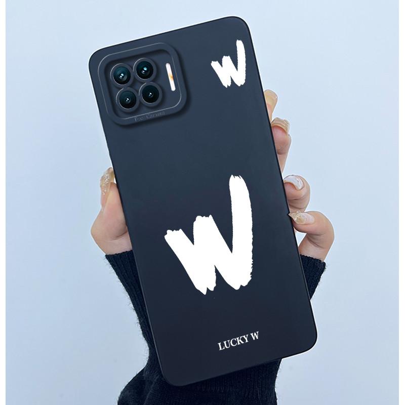 For OPPO F17 Oppo F17 Pro Case Oppo A73 A93 Reno 4F Back Cover TPU Silicon Lucky Initial Letter Couples Phone Bumper Soft Case