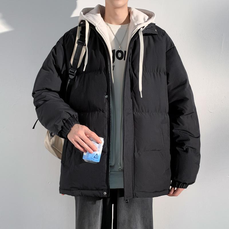 Gepolsterte Kleidung Herbst und Winter warme gepolsterte Kleidung Herren und Paare Fake Two Streetwear gepolsterte Jacken mit Kapuze trendig locker Brot-Kleidung Jacke