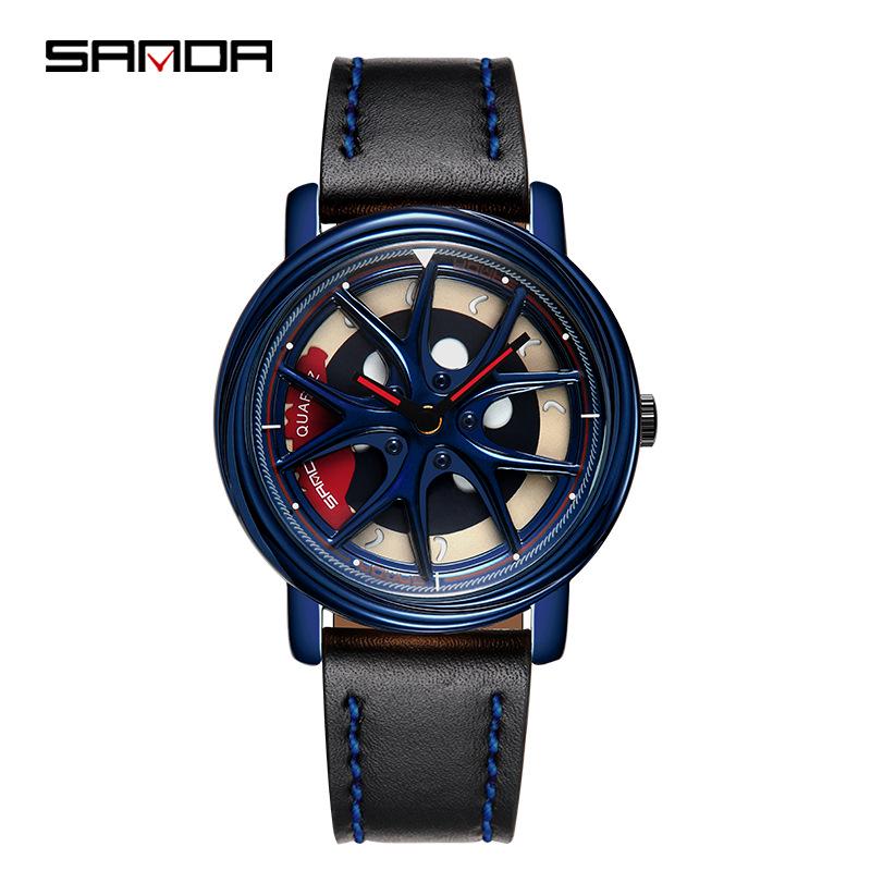 Sanda Men s Trendy Leather Strap Watch: New Style & Simple Design