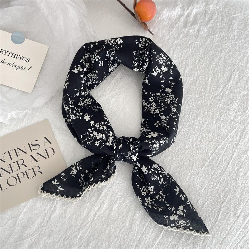 

Платок с цветочным принтом, маленький хиджаб, хлопковые головные платки, женский квадратный платок, шарфы для волос 70 см, милая бандана, головной платок для женщин 70x70cm