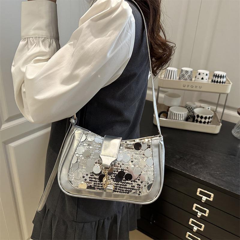 Popular Small Bag Women's Bag New Shoulder Bag Underarm Bag Sequined Messenger Bag