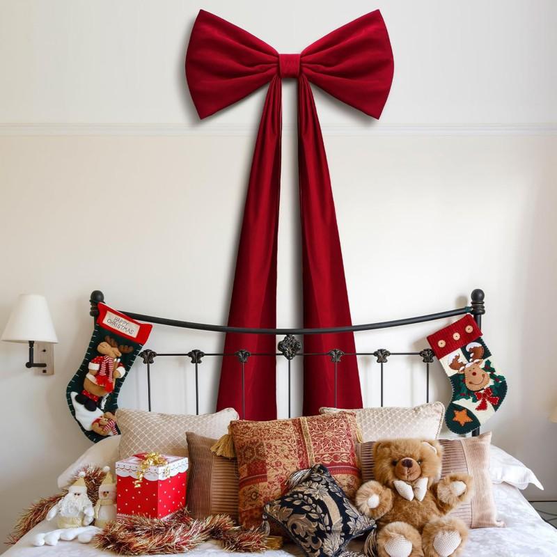 Velvet Christmas Swan Ornament With Bow Hanging Decor Tree Home Party DIY Scene Setup