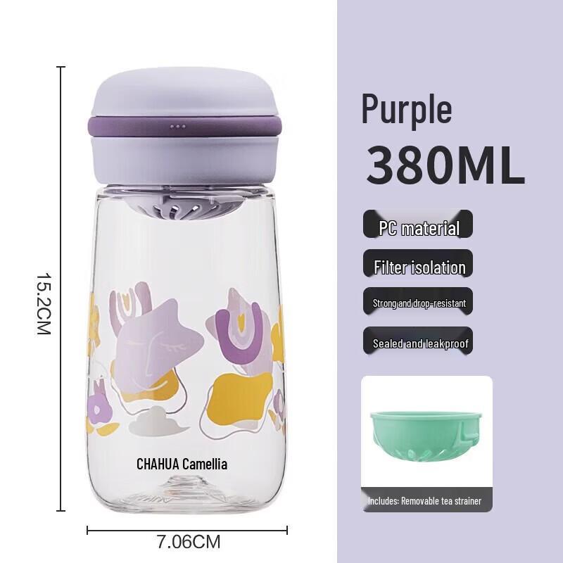 CHAHUA Kids Portable Flat Round Water Bottle, 380ml
