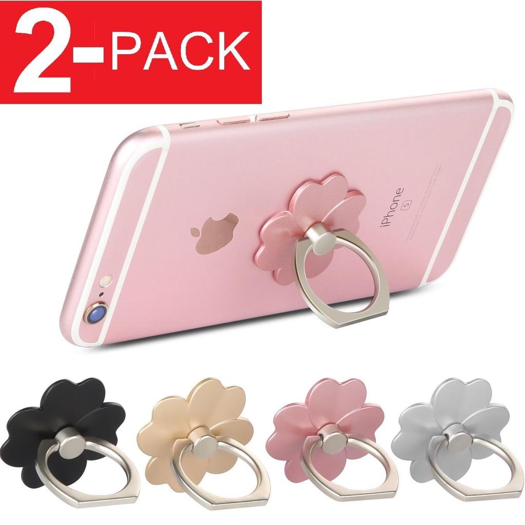 2-pack Universal 360 Rotating Finger Ring Stand Holder For Cell Phone With Elegant Flower Design And Premium Quality Materials