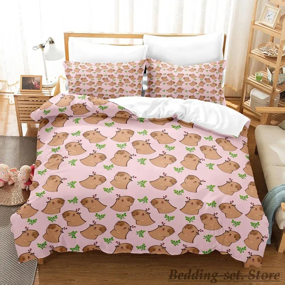 Kawaii Capybaras Bedding Set Single Twin Full Queen King Size Bed Set Aldult Kid Bedroom Duvetcover Sets 3D bed cover set Tool