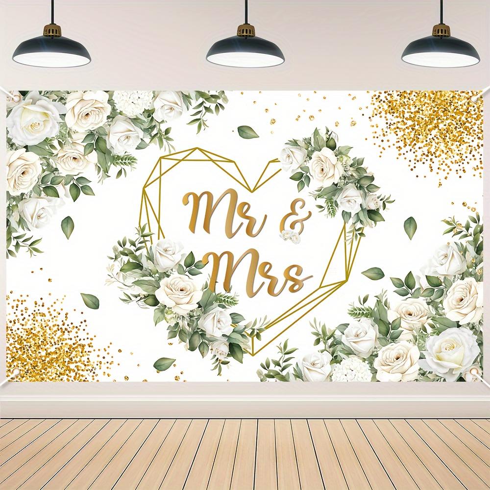 One item: Wedding backdrop banner for the couple s wedding, white floral backdrop banner, engagement gift for the bride 100x150cm