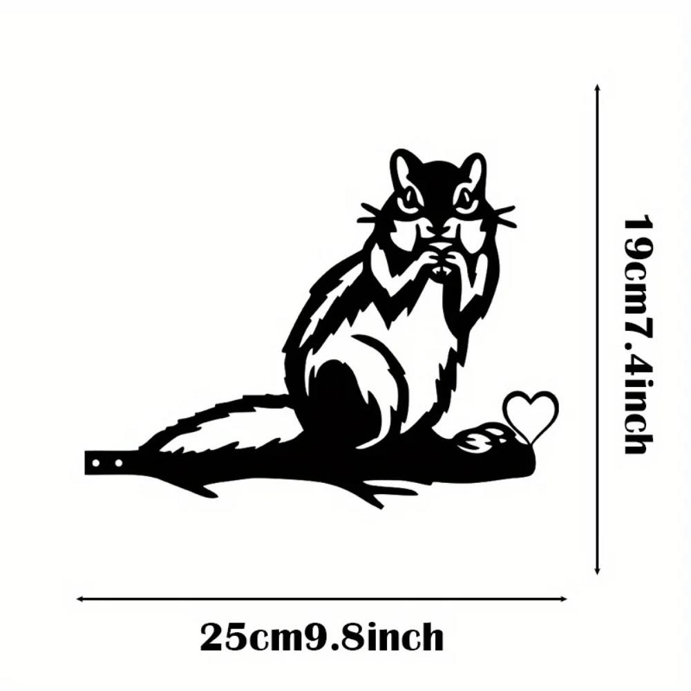 1pc Black Metal Squirrel Outdoor Yard Decor - Silhouette Animal for Garden, Tree Branch