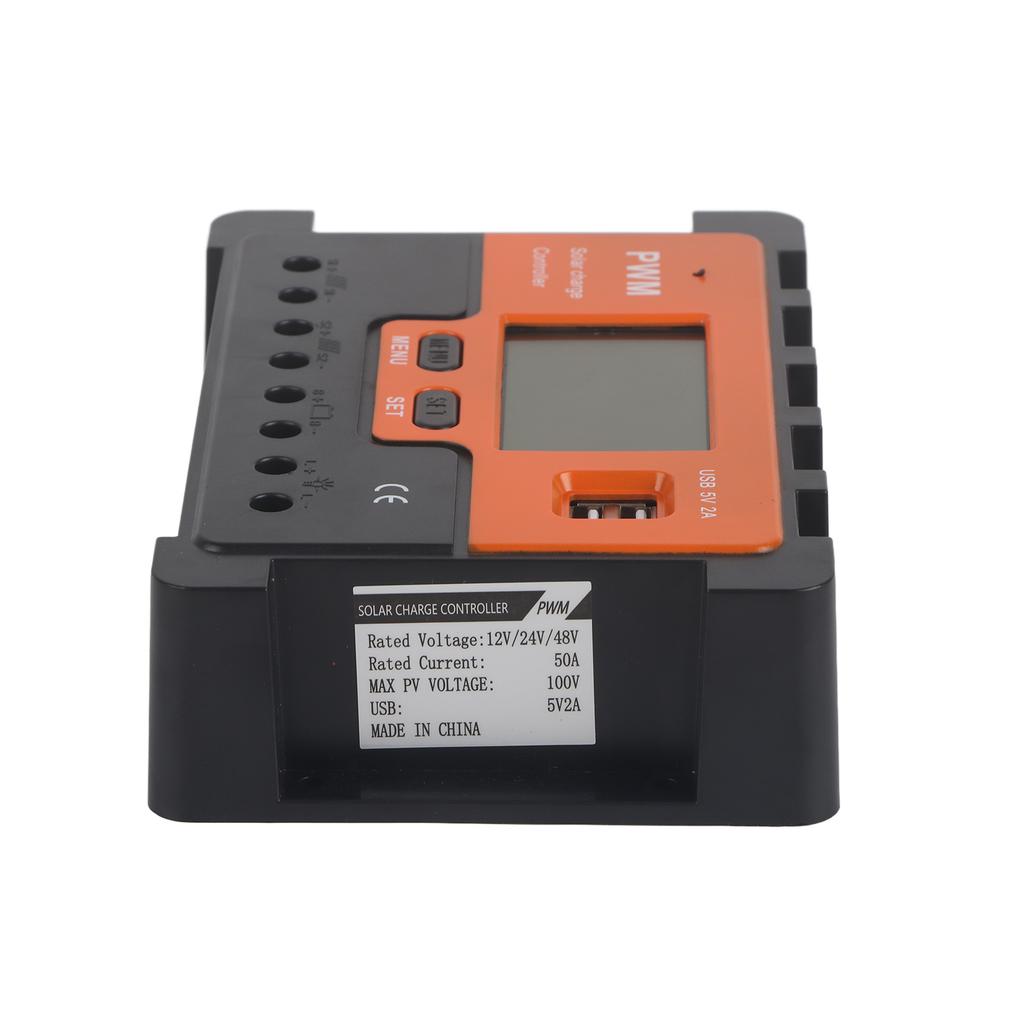 PWM Solar Controller 50A 12V 24V 48V Manual Selection 3 Stage Charging Solar Charge Regulator with 2