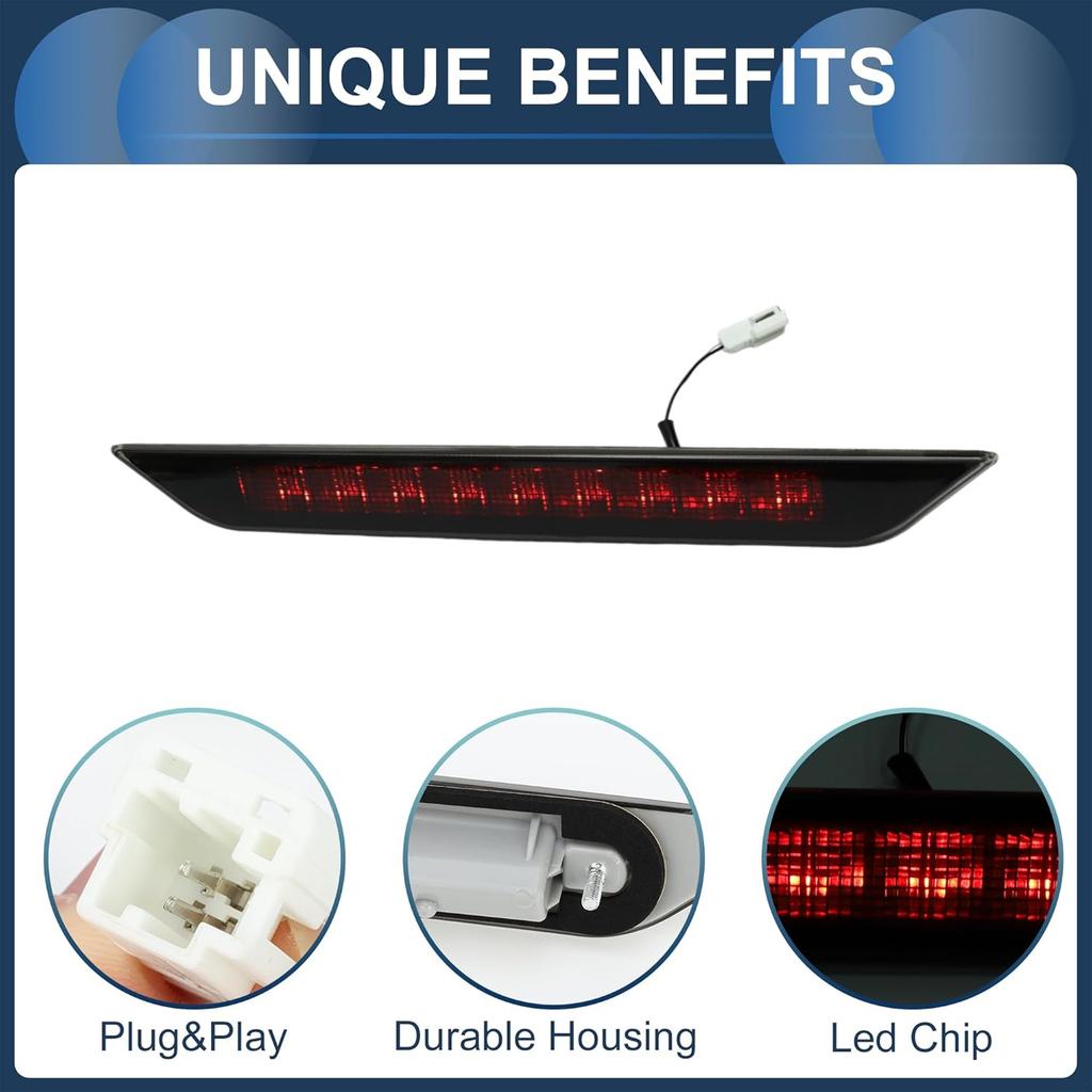 LED Third Brake Light Compatible for Nissan X-Trail T31 2008-2013, Waterproof Plastic Black Housing 3rd High Mounted Stop Lamp Rear Center High Level