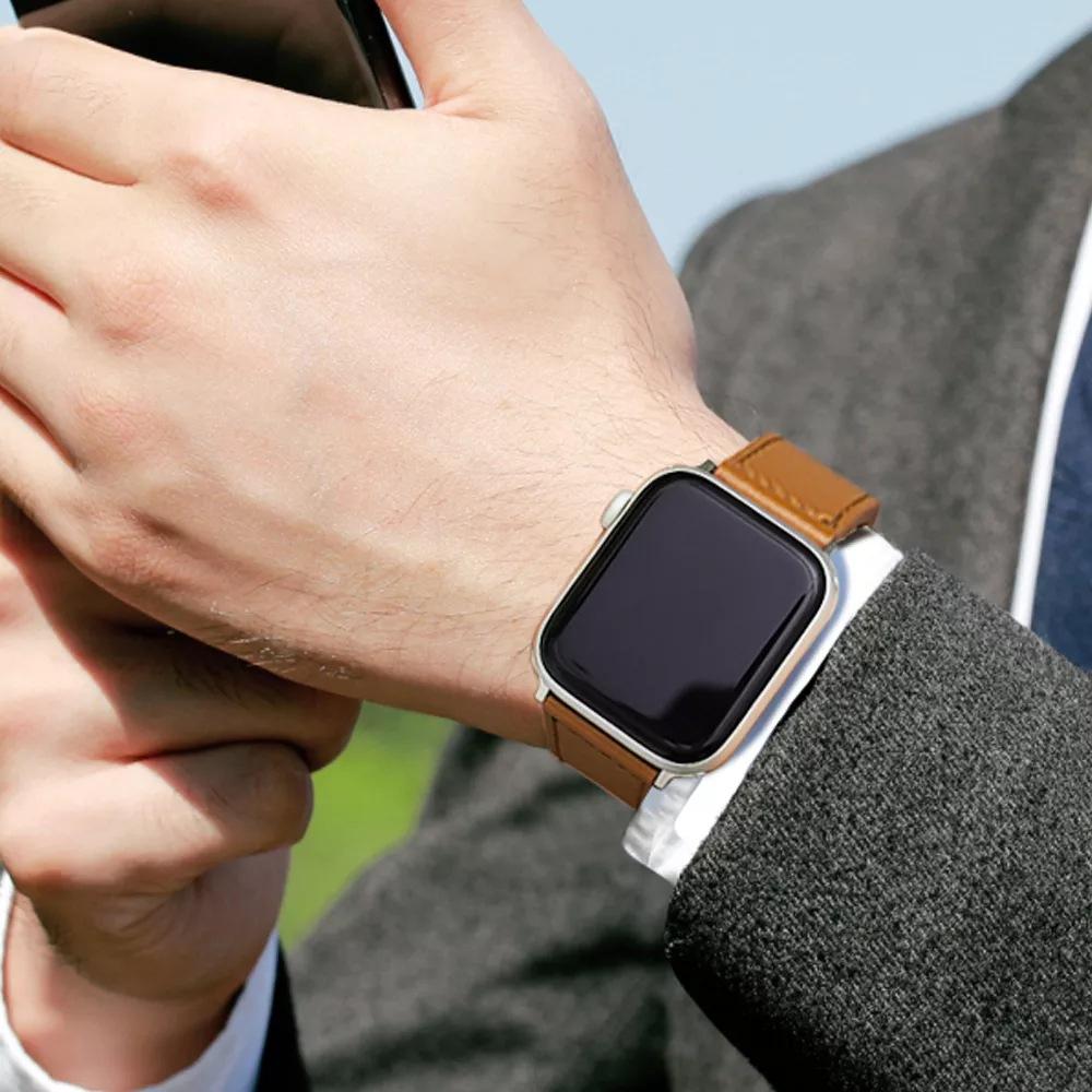 Leather Band for Apple Watch Series 10 9 8 7 4 5 6 Se Ultra 2 49mm Strap Sport Loop Bracelet IWatch 40mm 44 42 46 38 41 45mm