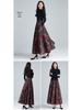 Autumn/Winter High-End Retro Floral Wool Maxi Skirt with Pockets, High Waist, and Large Flare.