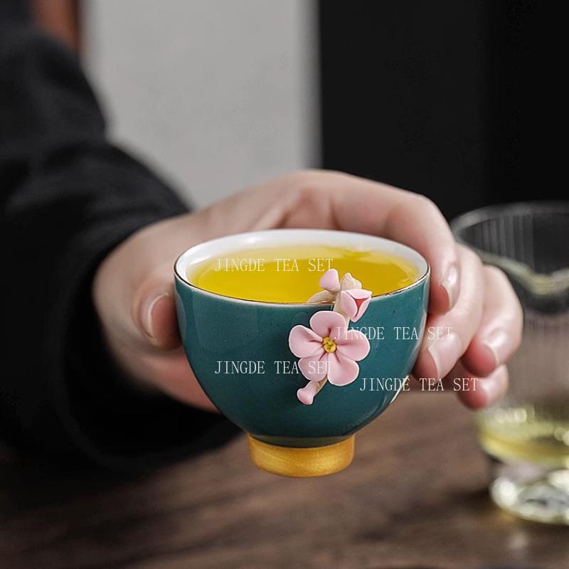 1pcs Ceramic Cups High End Handmade Flower Tea Set for Household Use Girls Use Colorful Tea Cup Master's Cup