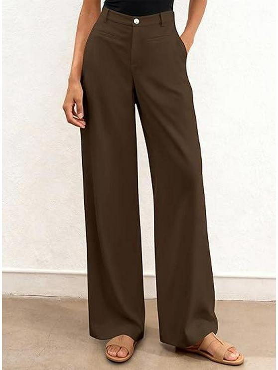 European-American High-Waisted Wide-Leg Women's Suit Pants - Simple Drapey Style for Spring/Summer Business Casual