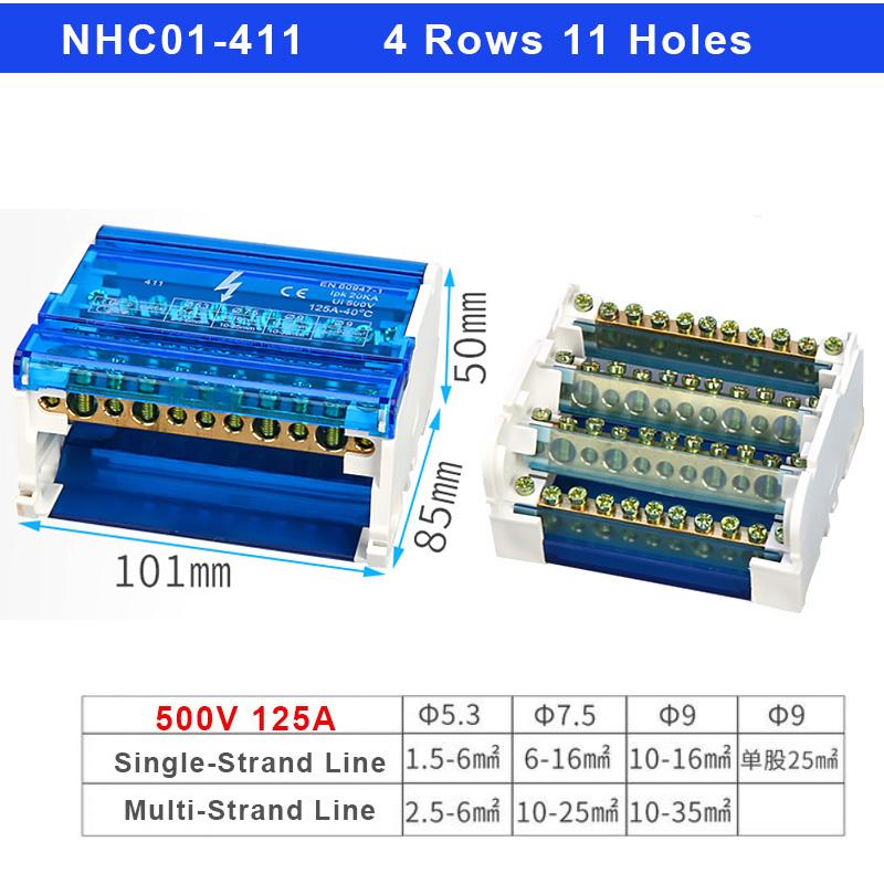 1PCS Junction Modular Screw Universal Wire Electrical Connector Din Rail Terminal Block Power Distribution Box NHC01 Series