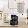 Cotton Linen Dirty Laundry Basket Foldable Round Waterproof Organizer Bucket Clothing Children Toy Large Capacity Storage Home