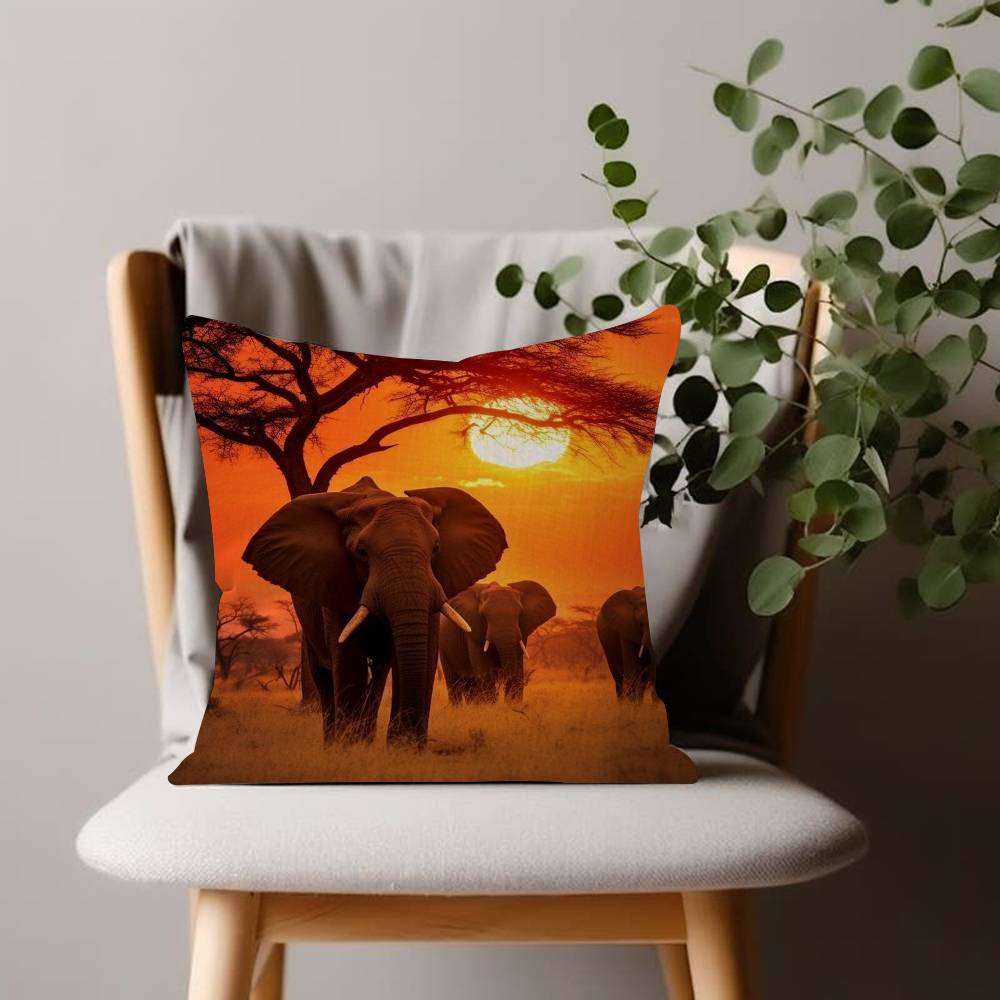 African Elephant Cushion Cover Inches Farmhouse Decor Home Throw Pillow Covers For Couch Decorations