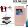 Card Holder Phone Case for Samsung Galaxy S22 5G Compatible with MagSafe Leather+TPU RFID Blocking Phone Cover