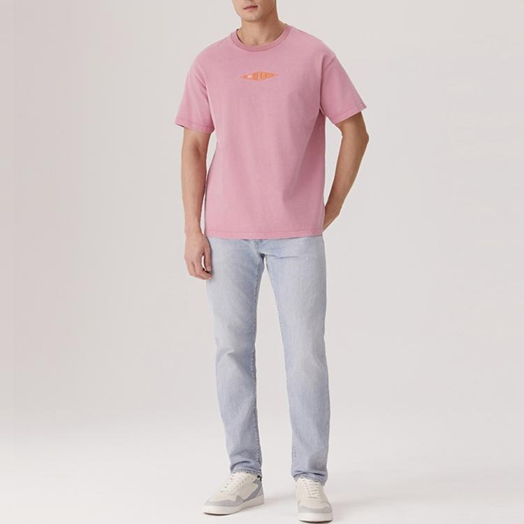 Levis Loose Versatile Casual Soft Comfortable Ribbed Round Neck Short Sleeve T-Shirt Men Tops 003N1-0001