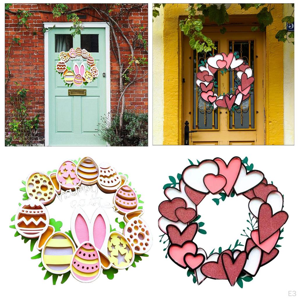 25x25cm Easter Garlands Accessorie Pendant Ornaments Decor Festive Bunny Colored Eggs for Window