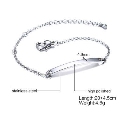 Plate Id Tag Bar Bracelet Cuban Link Chain Brazalets Engravable Name Stainless Steel Bracelet for Men Women Couple Bangle Jewels