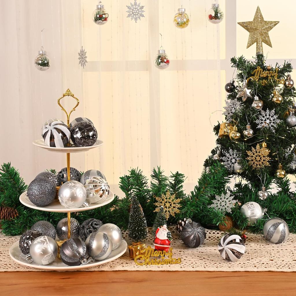 42pcs Christmas Tree Ornament Plastic Ball Decorations For DIY Crafts And Painted Boxes Pendant