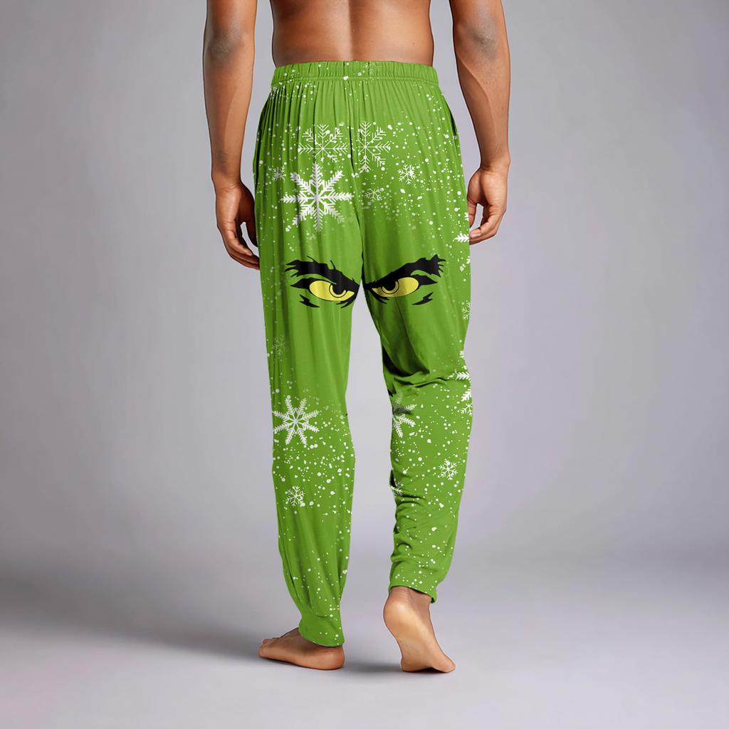 Pánské ležérní kalhoty se stahovací šňůrkou, kapsami a manžetami, domácí spací kalhoty