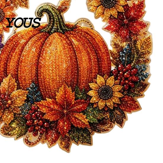 Party Decorations Pumpkin Acrylic Window Hanging Decor, Fall Harvest Wreath Ornament for Decorative Thanksgiving Halloween, Indoor Outdoor Wall Decor
