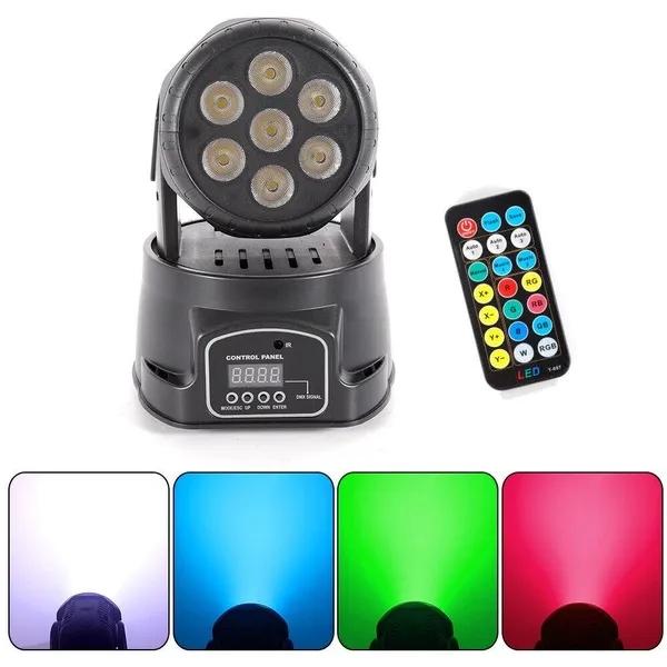 Upgraded 120W 7 LEDs Moving Head Llights RGBW DMX512 Remote Control Stage Lighting DJ Equipment Disco Party Lights Bar
