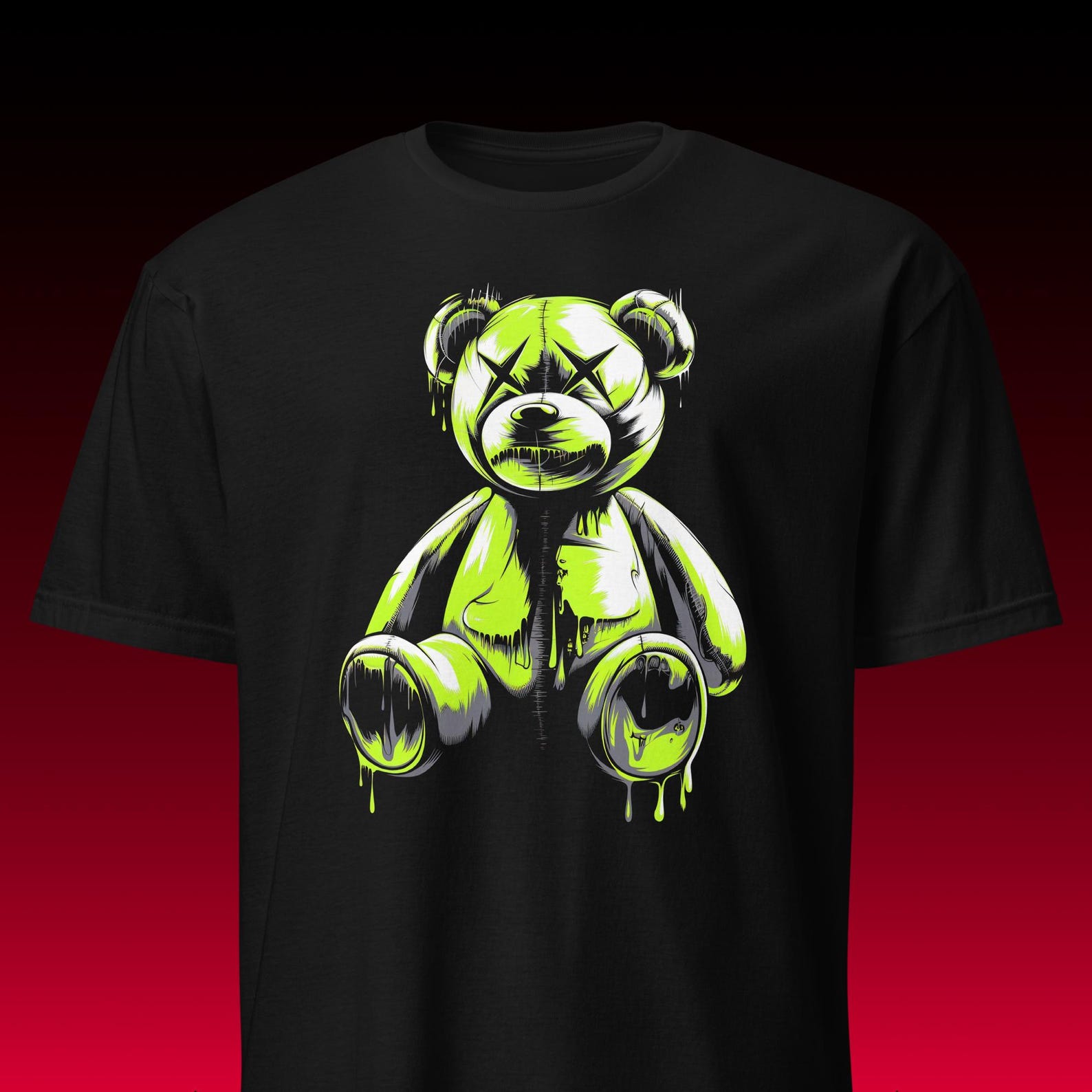 Streetwear T-Shirt | Neon Graffiti Teddy Bear | Toxic Grunge Drip 4XL