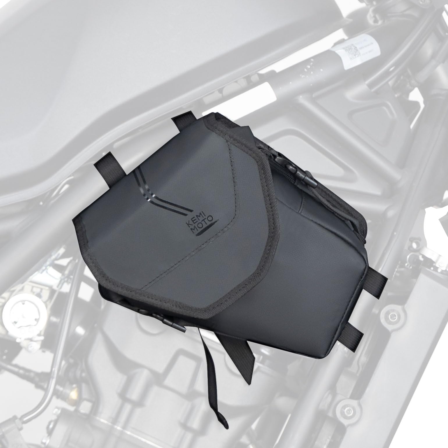 

KEMIMOTO Motorcycle Frame Bag for Rebel Waterproof with Small Item Compartment 250/500/1100/CL250/500, 3L, PVC, Black,