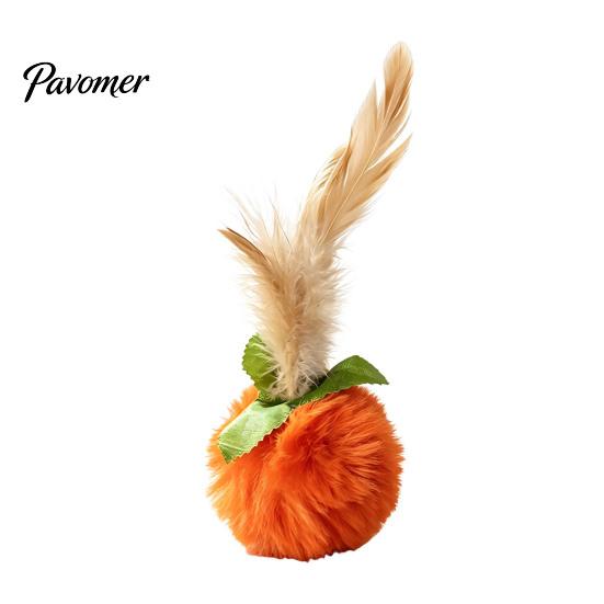 Plush Furry Ball with Feathers Cat Toy Feather, Interactive Pom Balls, Realistic Prey Motion Toys Soft Kitten Chasing for Indoor Cats Exercise