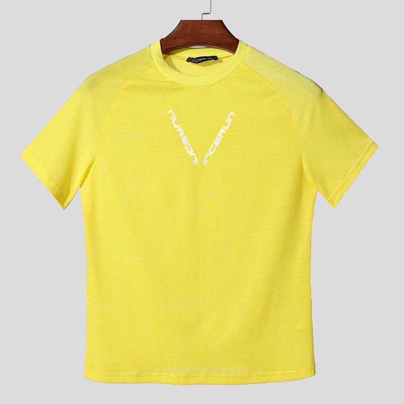 

INCERUN Мужские летние короткие полупрозрачные футболки с коротким рукавом и вырезом 5XL жёлтый